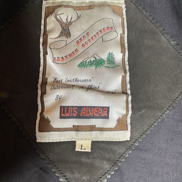 Vintage LUIS ALVEAR Bomber Jacket Distressed Leather Air Vents Mens L Dark Brown - Picture 5 of 11